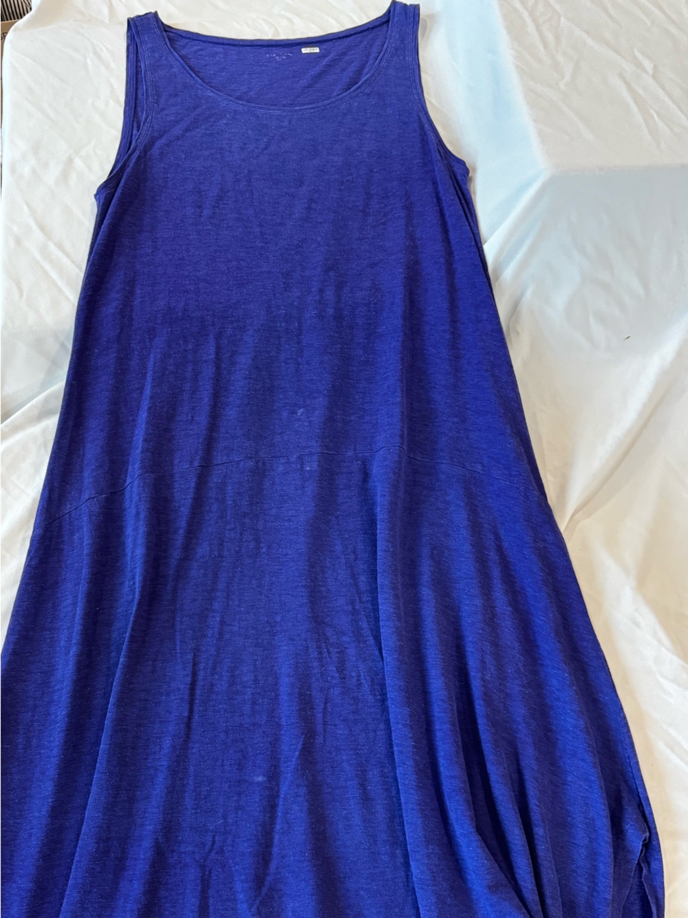 Eileen Fisher 2pc Set Royal Blue Organic Linen Cotton Cardigan Tank Dress XS